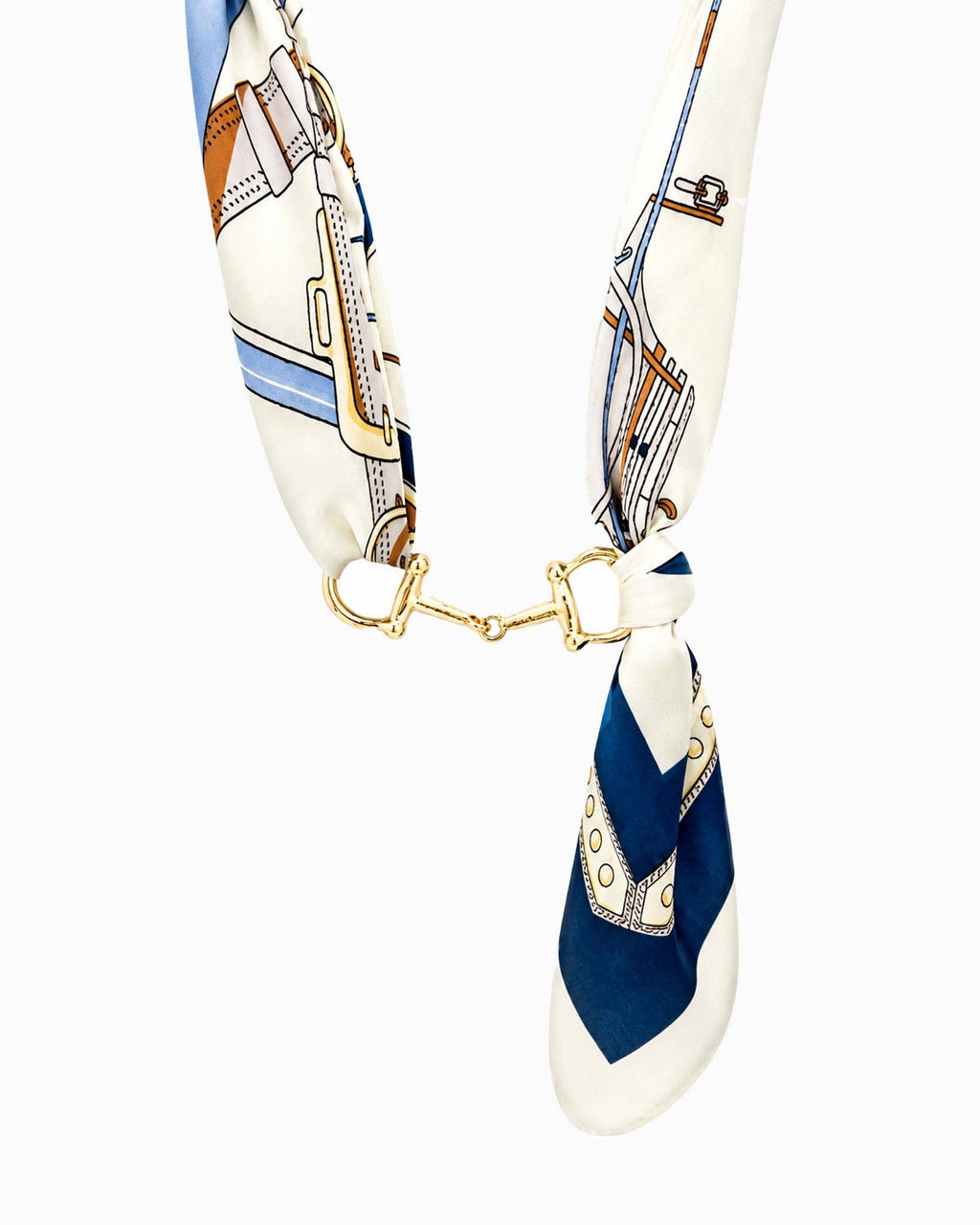 Horse Bit Scarf Necklace: Blue
