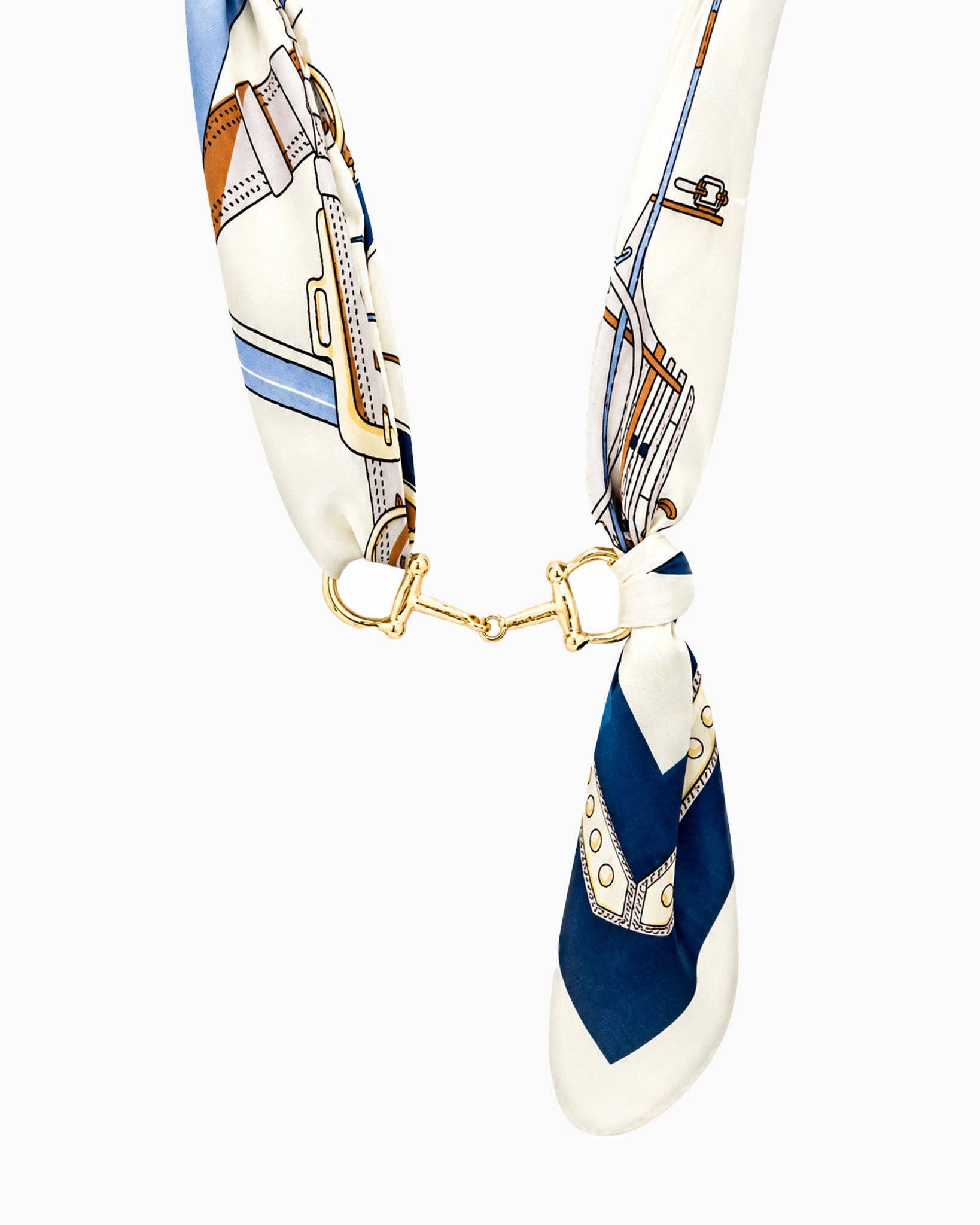 Horse Bit Scarf Necklace: Blue