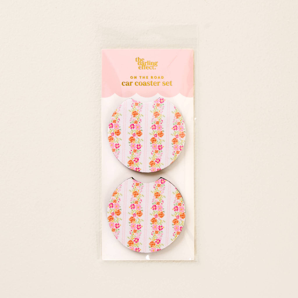 Car Coasters: Pink Flowers