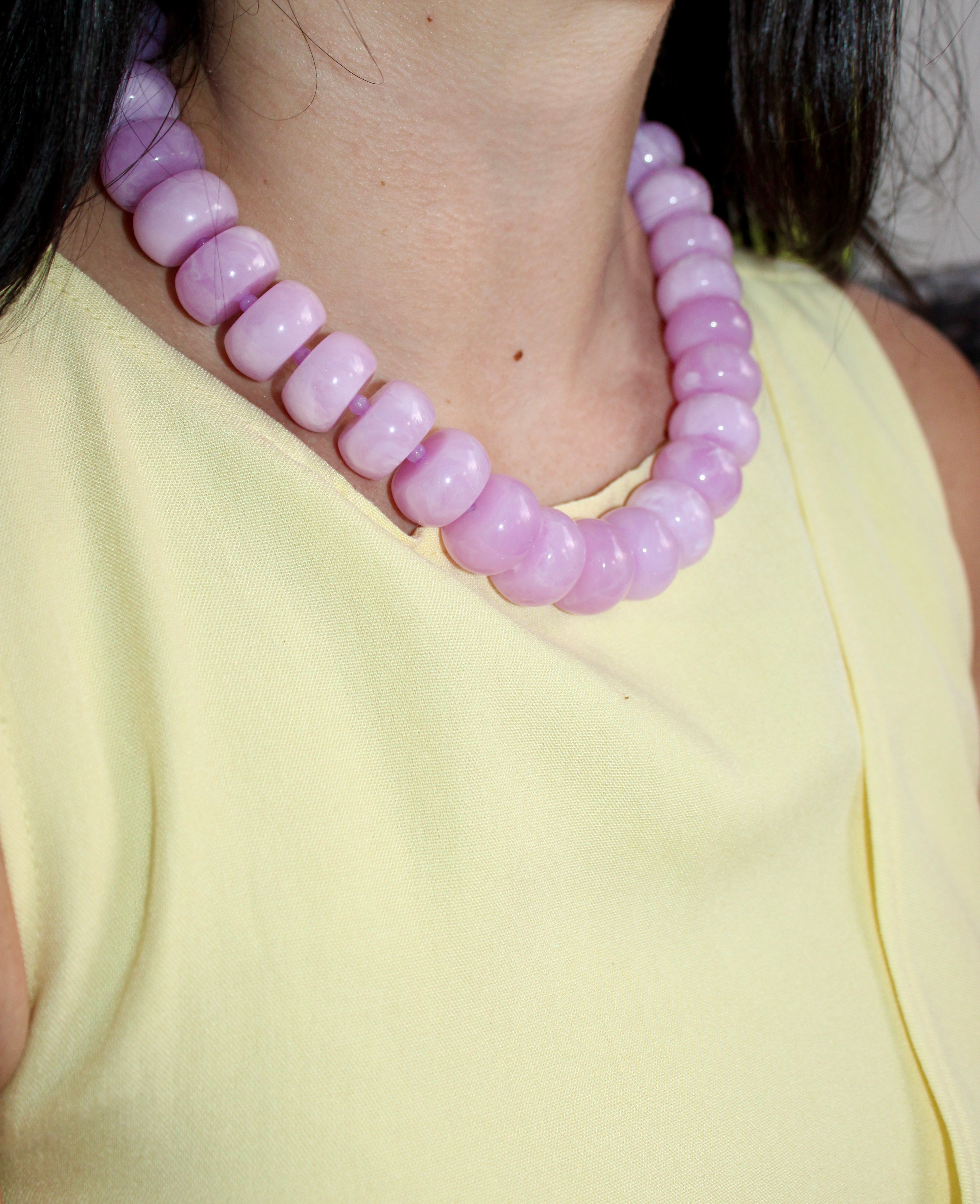 Bold Beaded Necklace: Lavender