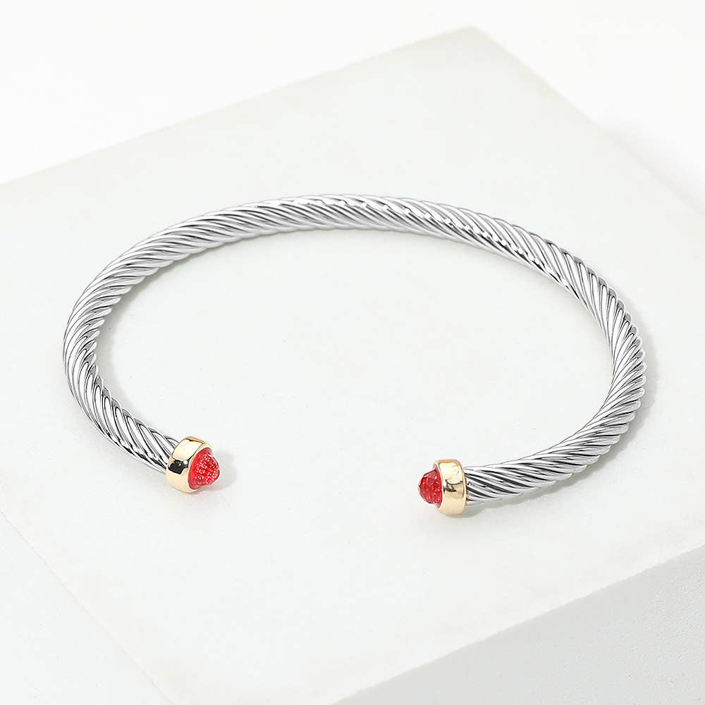 Stone Tip Cuff Bracelet: Red