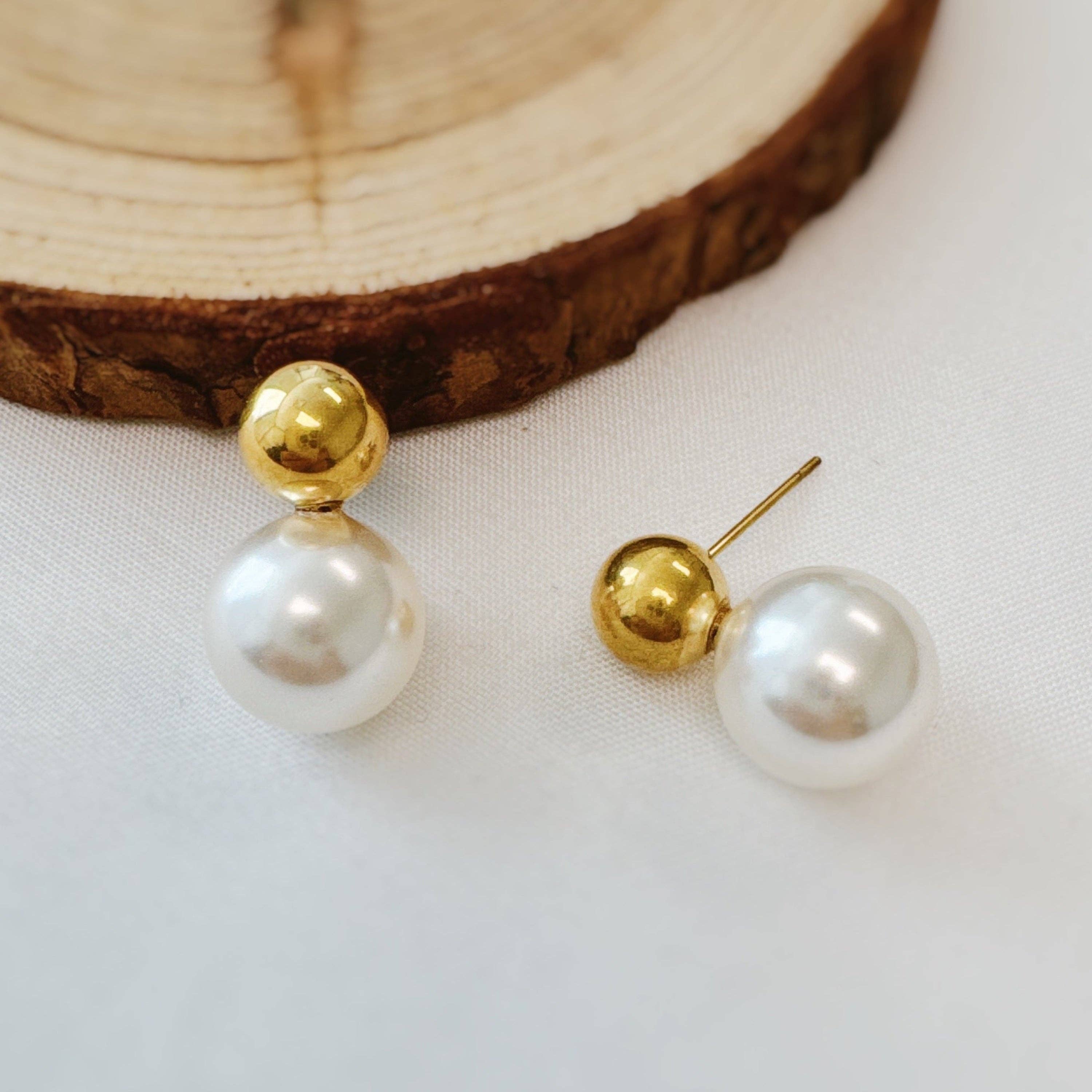 Pearl Drop Stud Earrings