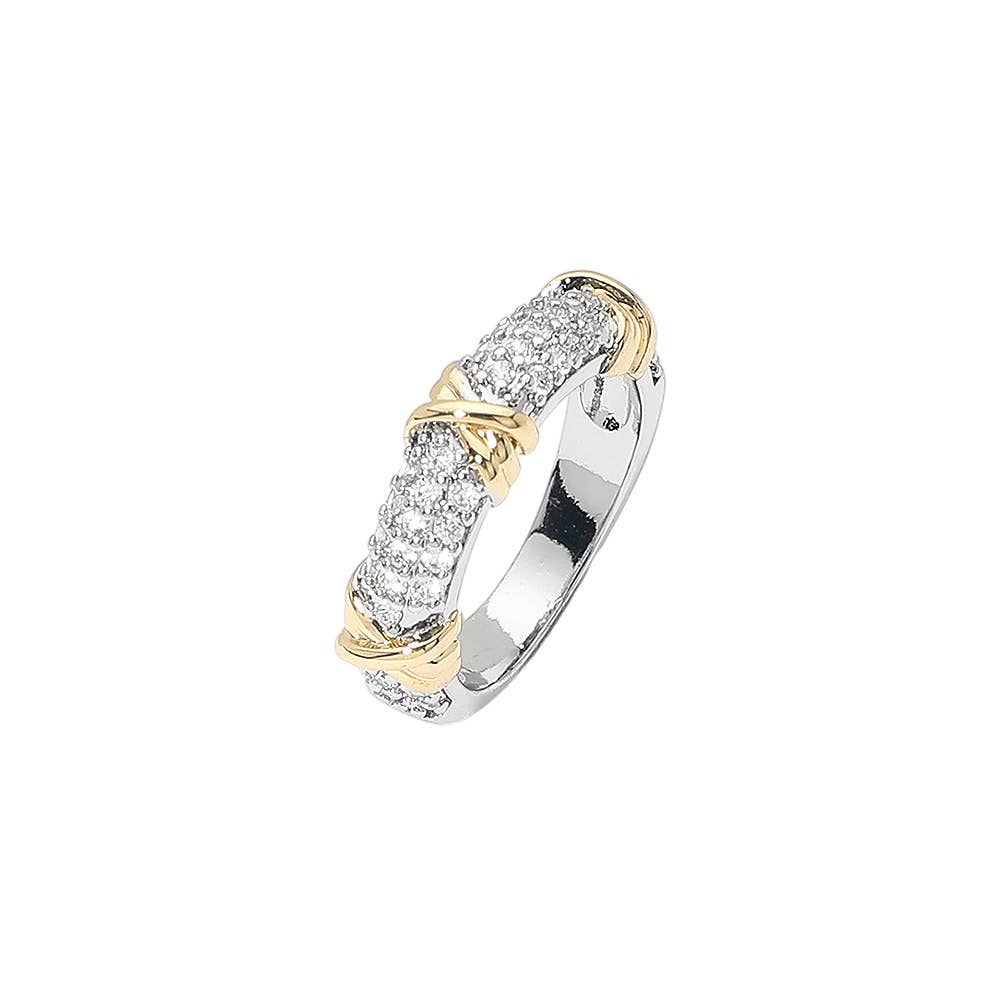 Two Tone Crisscross Ring