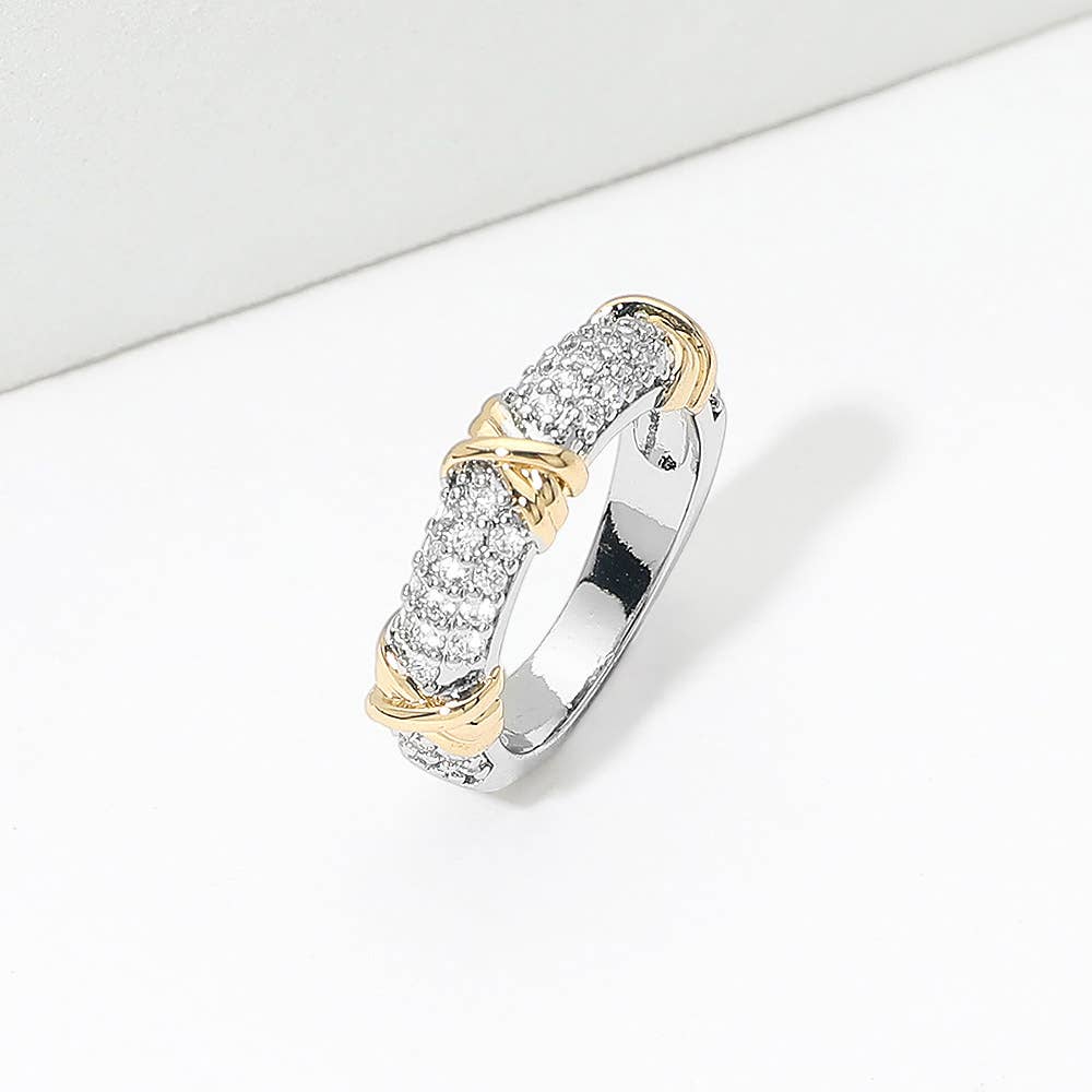 Two Tone Crisscross Ring