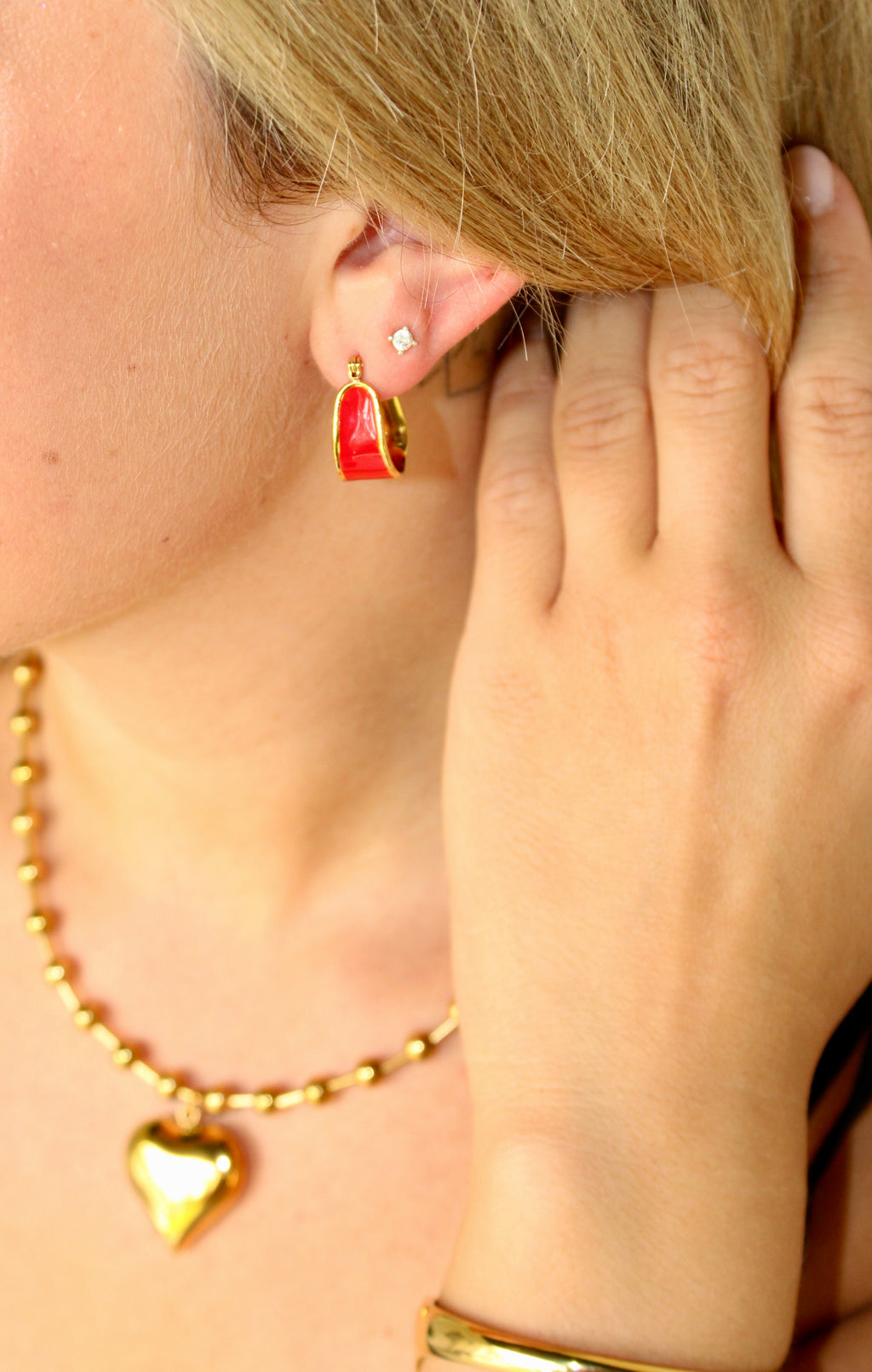 Candice Hoop Earring: Red