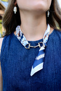 Horse Bit Scarf Necklace: Blue