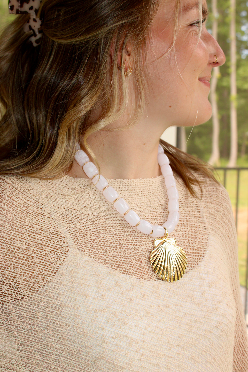 Seashell Pendant Statement Necklace