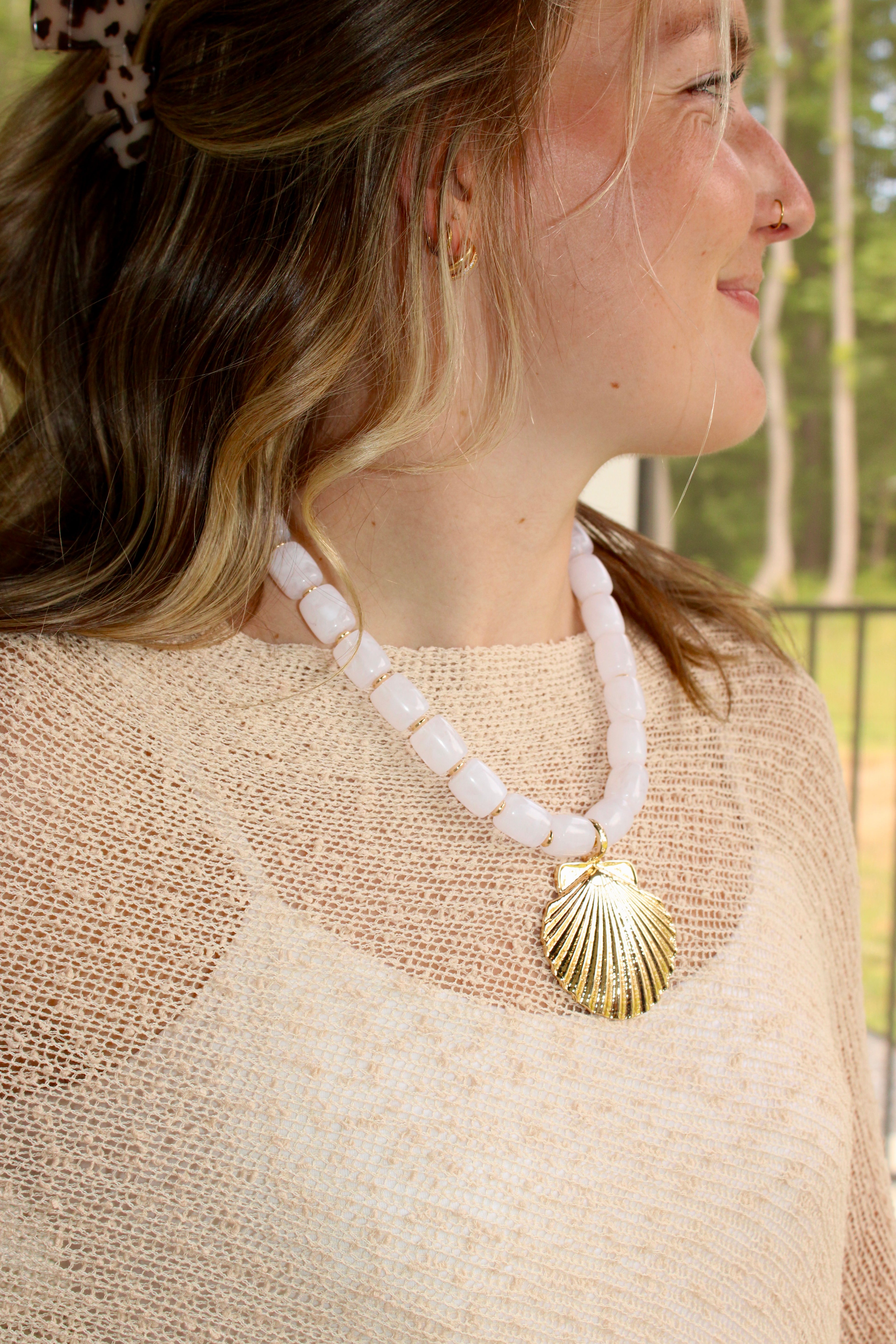 Seashell Pendant Statement Necklace