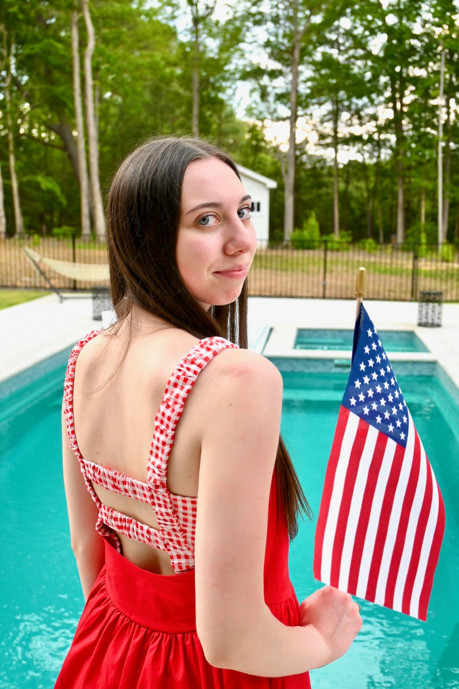Gingham Romper: Red & White