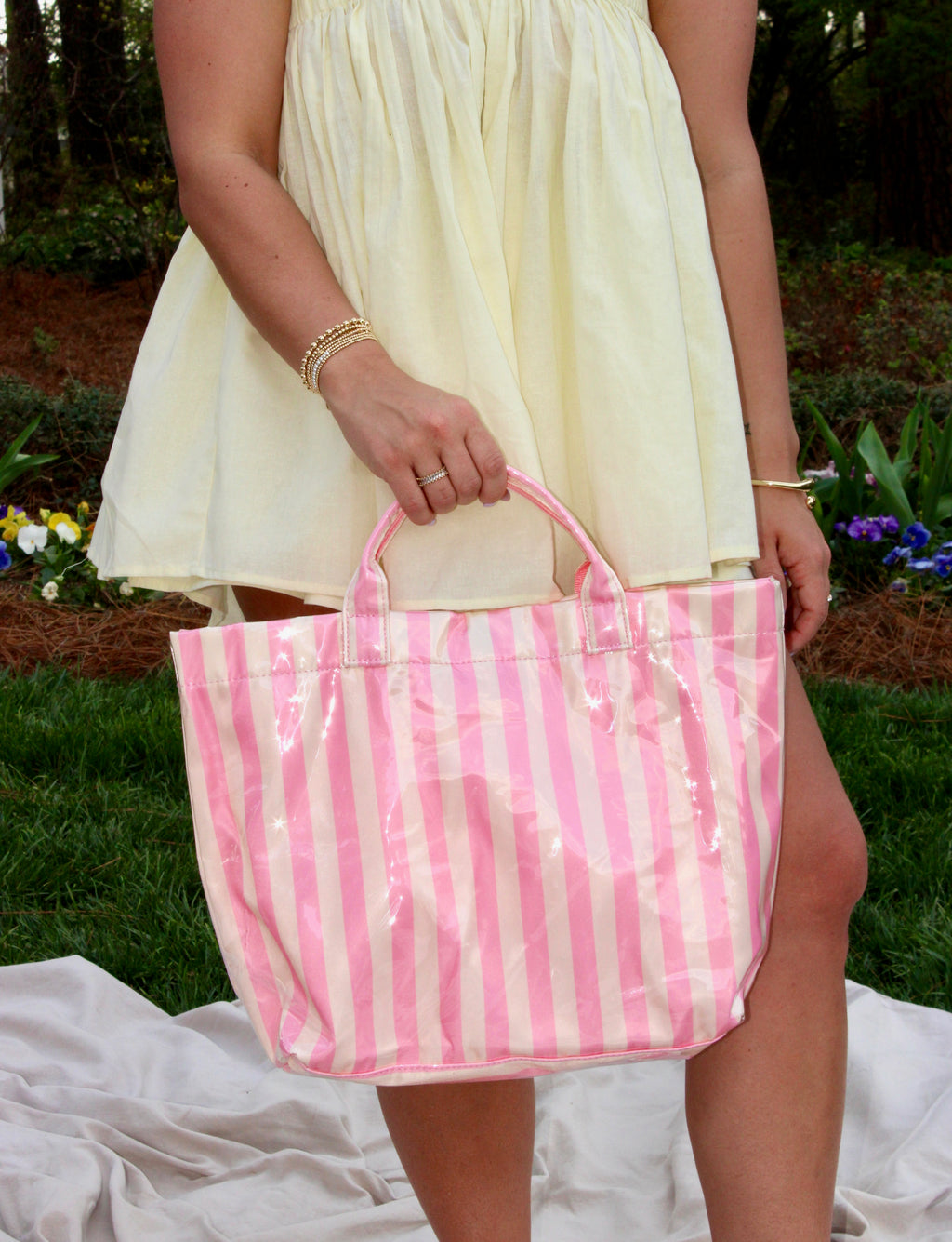 Vinyl Tote: Pink & Yellow