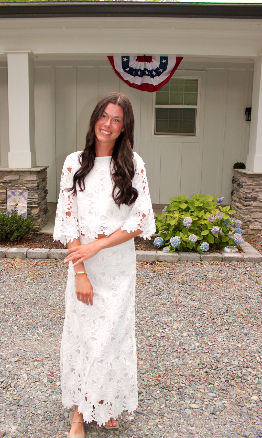 Rene Floral Lace Set: White