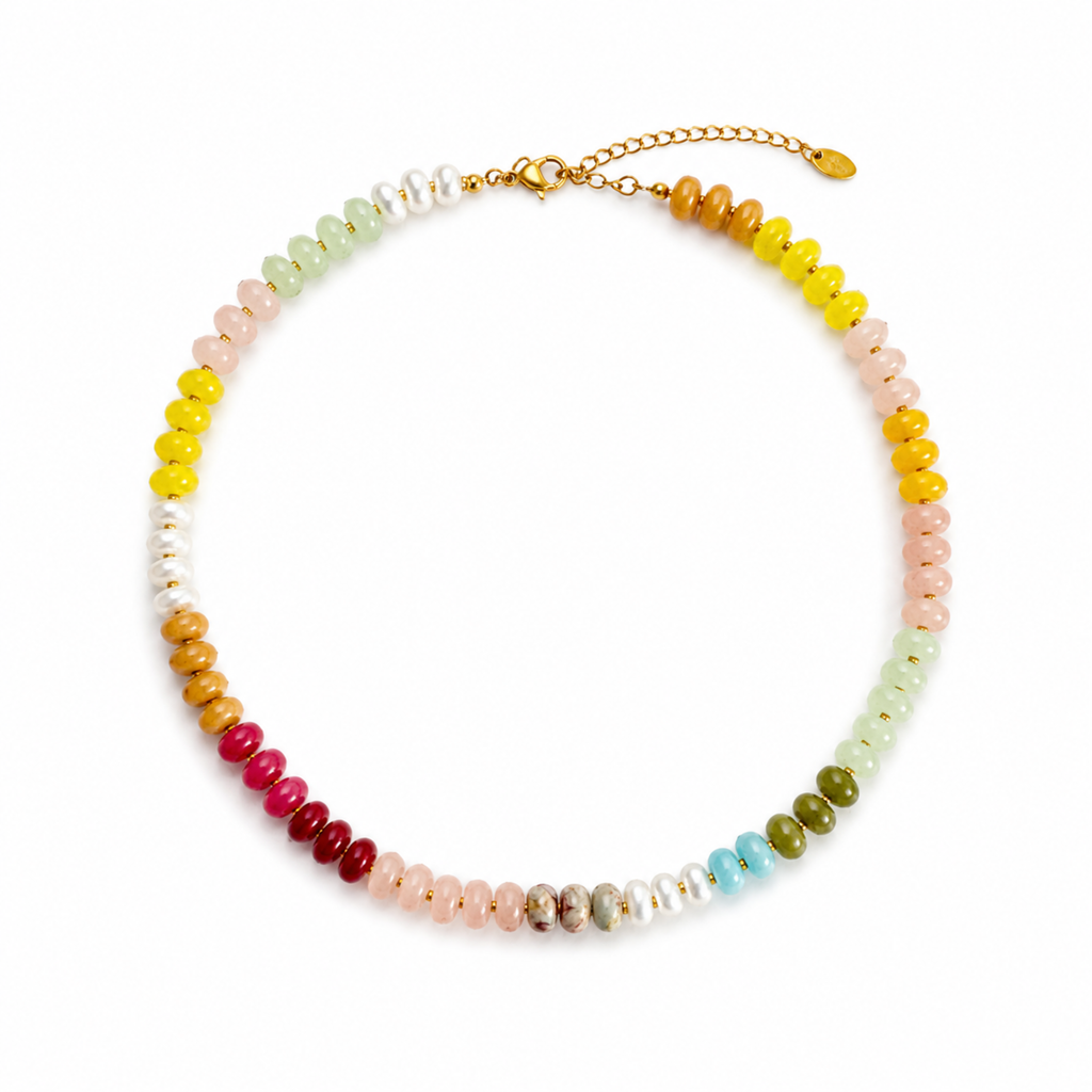 Garden Beaded Necklace: Rainbow