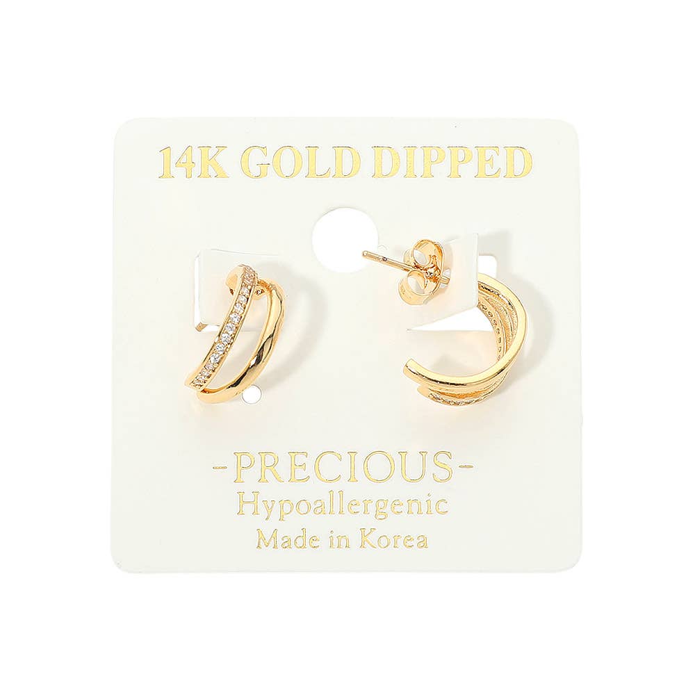 Gold Rinestone Hoop Earrings