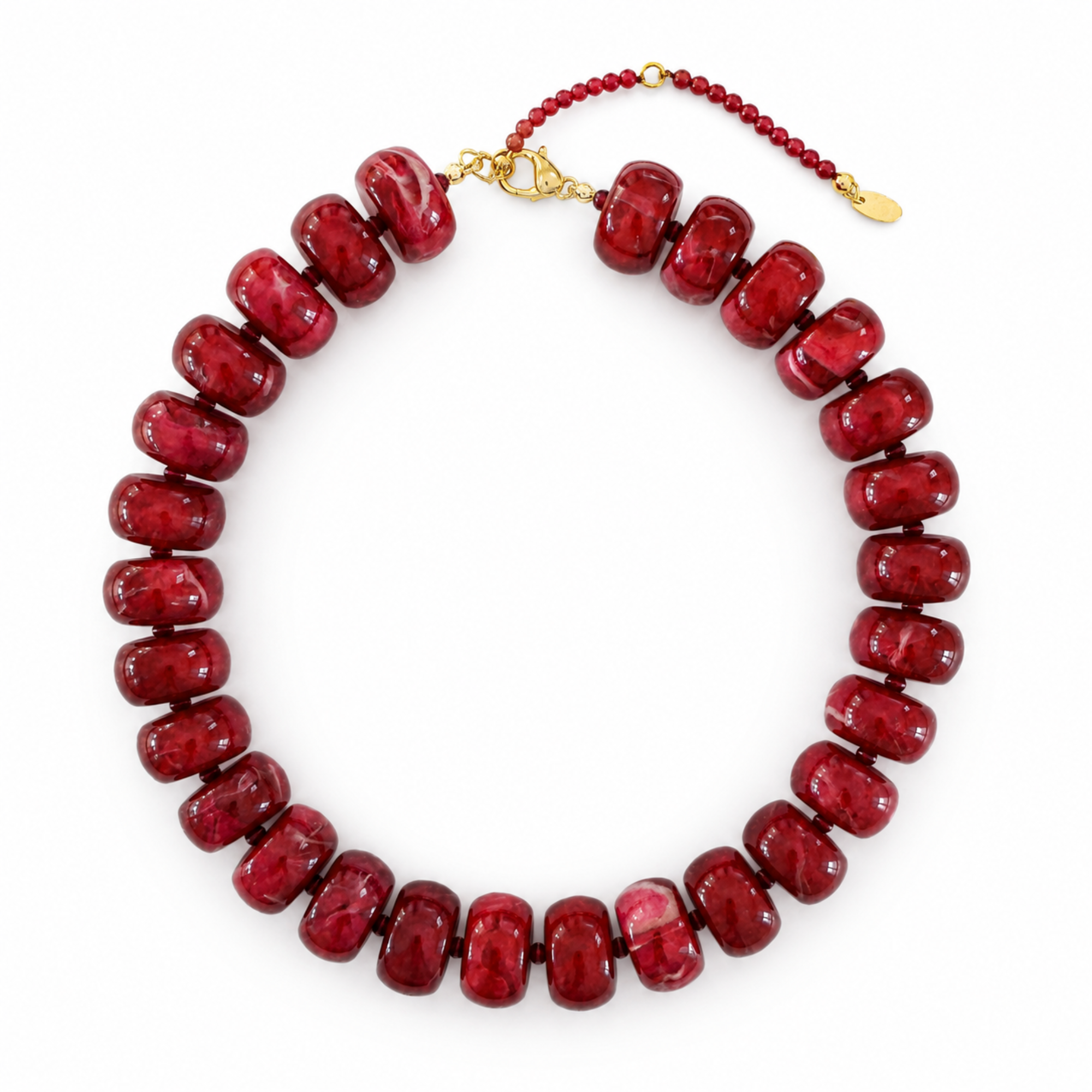 Bold Bead Necklace: Red